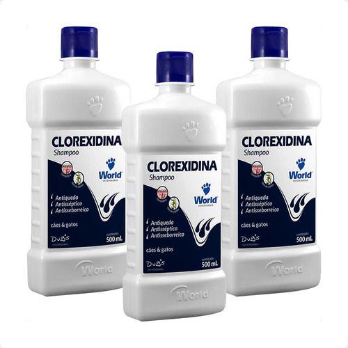Imagem de 3 Shampoo Clorexidina Dugs Cães Seborreia Anti Queda 500ml