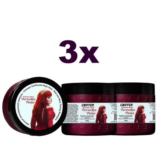 Imagem de 3 Shampoo Gloss vermelho vinho 3 Unid. Tonalizante 350G