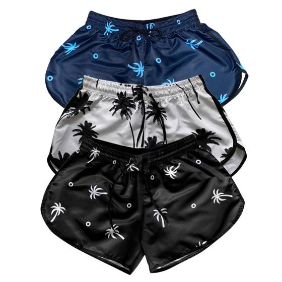 Imagem de 3 Shorts Tactel Feminino Estampado Moda Praia Viagem Verão