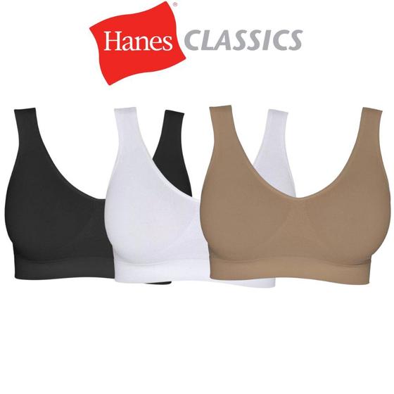 3 Sutiã Top Hanes Alça Larga em Microfibra Versátil Não Marca a Roupa Sem Fecho Básico Confortável Menor preço em 3 Sutiã Top Hanes Alça Larga em Microfibra Versátil Não Marca a Roupa Sem Fecho Básico Confortável