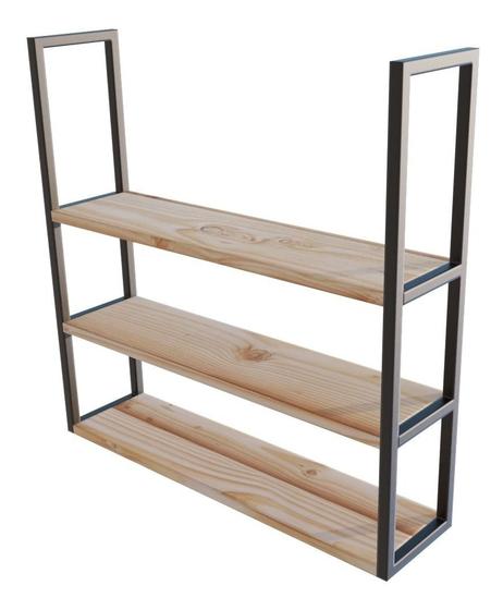Imagem de 3 Tábuas Retrô Madeira Estilo Industrial 60Cm Em Metal