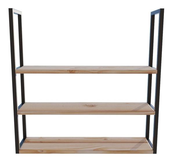 Imagem de 3 Tábuas Retrô Madeira Estilo Industrial 80Cm Preta
