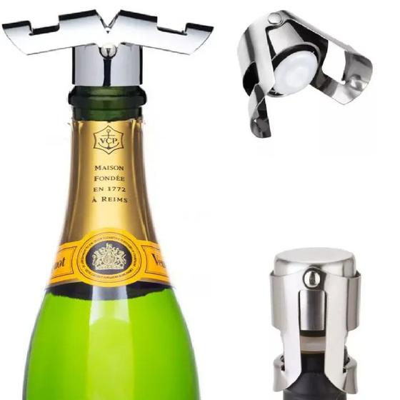 Imagem de 3 Tampa Rolha Inox Garrafa Vinho Champagne Cerveja Espumante