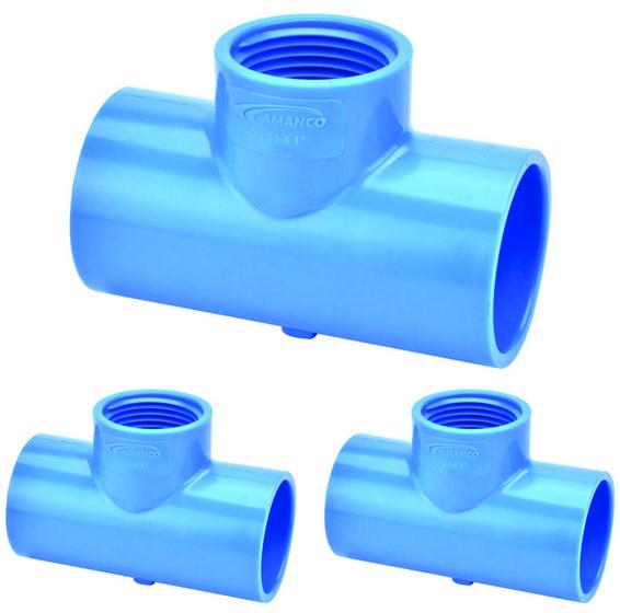 Imagem de 3 TE 50mm Soldável x 3/4 derivação Roscável Irrigação Amanco