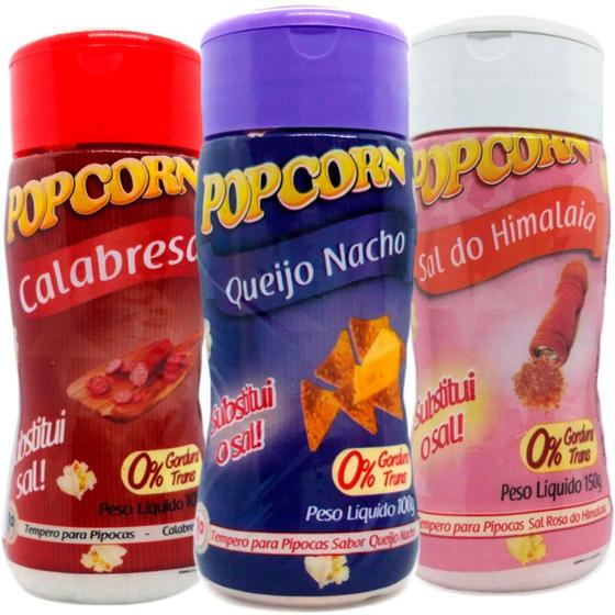 Imagem de 3 Temperos Pipoca Calabresa, Queijo Nacho E Sal Do Himalaia