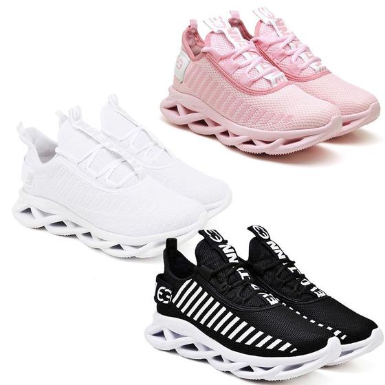 Imagem de 3 Tênis Feminino Corrida Easy Evoltenn Original  Rosa/Branco