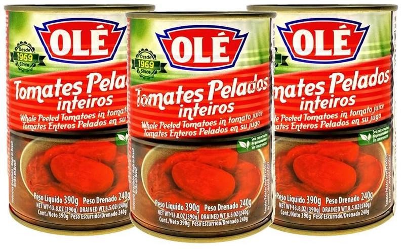 Imagem de 3 Tomate Pelado Inteiros Lata Olé 390g Liquido Drenado 240g