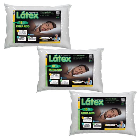 Imagem de 3 Travesseiros Extra Altos - 18cm Látex Sintético