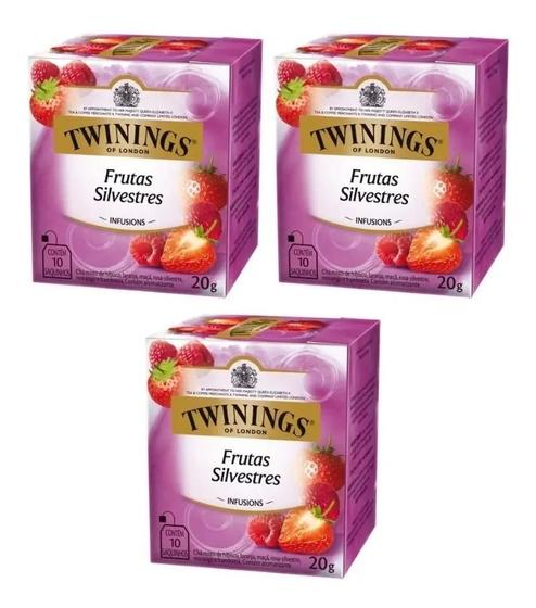 Imagem de 3 twinings of london sabor frutos silvestres 10 sachês 20g