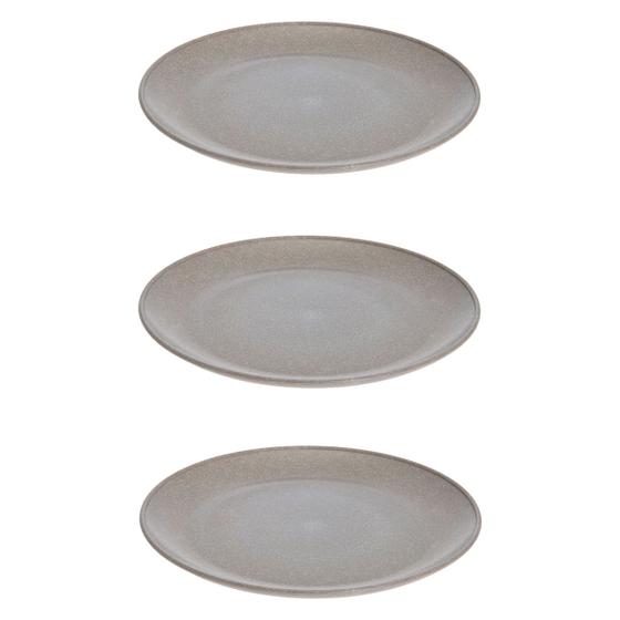 Imagem de 3 UN Prato Lanche Sobremesa Redondo Durável 20cm Cinza