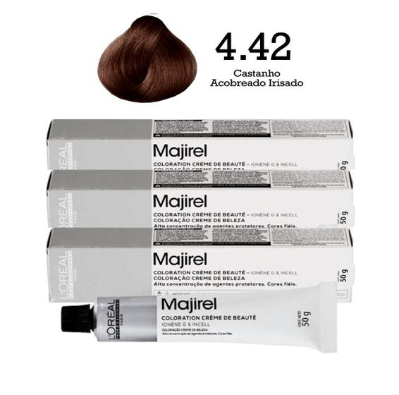 Imagem de 3 Unidades Coloração Majirel 4.42 Castanho Acobreado Irisado  L'Oréal