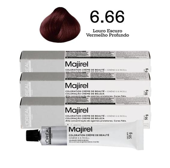 Imagem de 3 Unidades Coloração Majirel 6.66 Louro Escuro Vermelho Profundo  L'Oréal