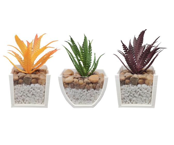 Imagem de 3 Vasos Arranjos Plantas Suculentas Artificiais P/ Banheiro