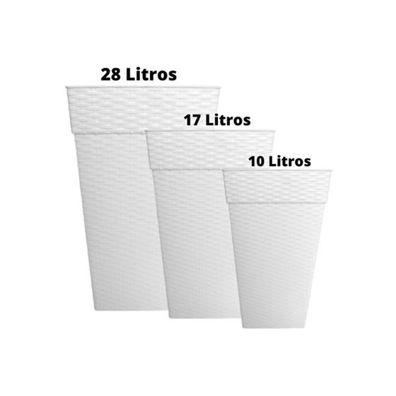 Imagem de 3 vasos quadrados coluna plantas rattan 10L/17L/28L