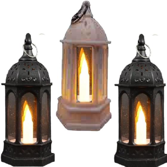 Imagem de 3 Vela Luminaria Decorativa Lampião LED Lamparina Eletrônica