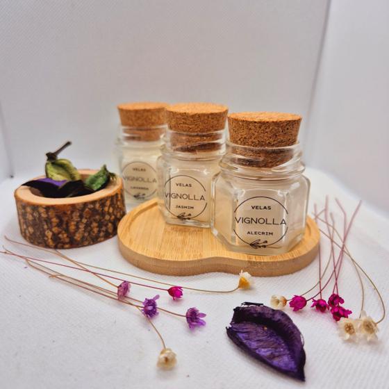 Imagem de 3 Velas Aromáticas Potes de Vidro 30 gramas com mini tronco