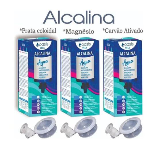 3 Velas Refil Para Filtro Água Alcalina Ionizada Com Magnésio + 3 Boia Dosadora - Oasis Menor preço em 3 Velas Refil Para Filtro Água Alcalina Ionizada Com Magnésio + 3 Boia Dosadora - Oasis