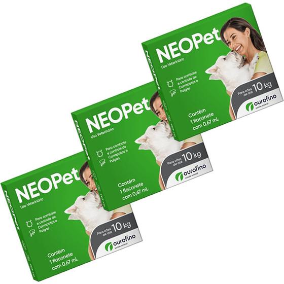 3 x Antipulgas e Carrapatos Neopet 0,67ml até 10Kg - Ourofino Pet Menor preço em 3 x Antipulgas e Carrapatos Neopet 0,67ml até 10Kg - Ourofino Pet