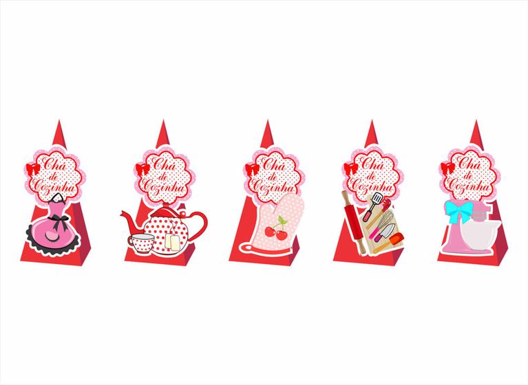 Imagem de 30 Caixinhas CONE para doces Chá de Cozinha Vermelho