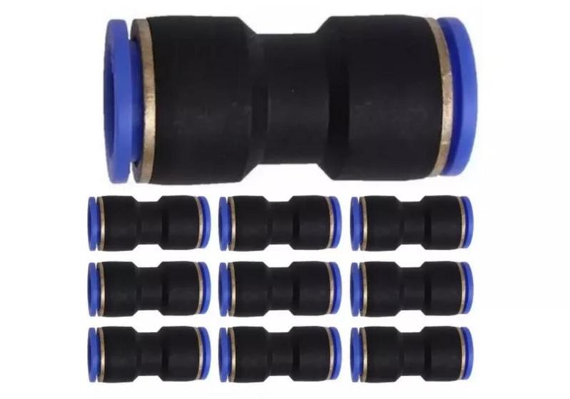 Imagem de 30 Conexão Pneumatica União Emenda Push-in Engate Rapido Mangueira Pu 10mm