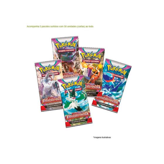 Imagem de 30 Figurinhas (Cartas) Pokémon Escarlate e Violeta Evoluções em Paldea Copag