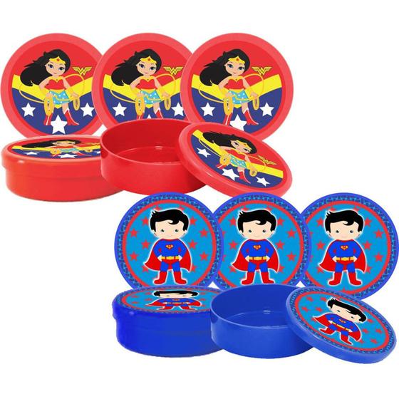 Imagem de 30 Latinhas Mulher maravilha + Super Man baby - Envio Imediato