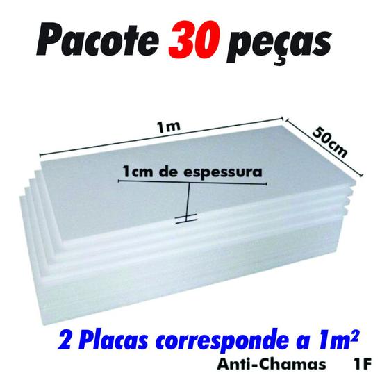 Imagem de 30 Placas De Isopor Anti-chamas Espessura 10mm (1cm)  Forro Térmico Acústico