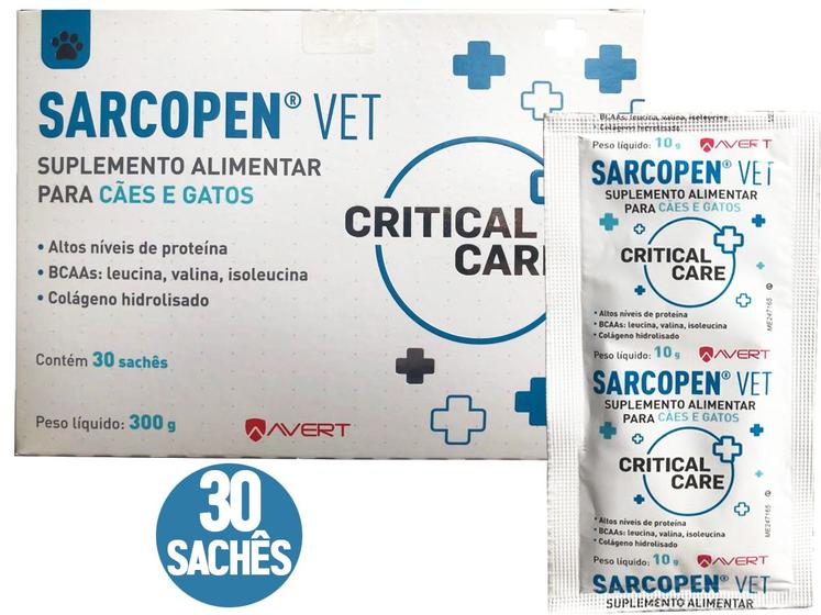 30 Saches Sarcopen Vet Suplemento Alimentar Cães E Gatos Avert Menor preço em 30 Saches Sarcopen Vet Suplemento Alimentar Cães E Gatos Avert