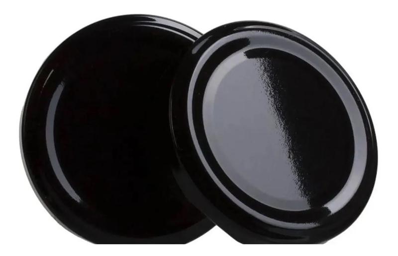 Imagem de 30 Tampa 63mm Preta Metal Esmaltada