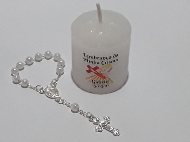 Imagem de 30 Velas Personalizada Crisma- Adesivada Frente / Verso - Kit