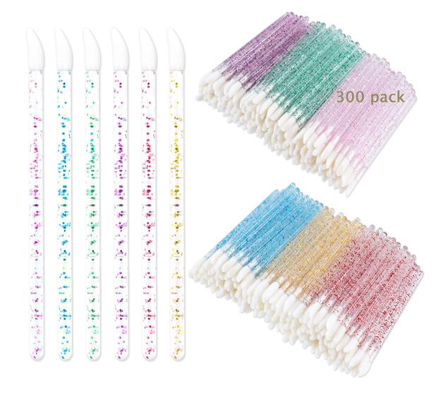 Imagem de 300PCS Glitter Crystal Lip Brush, Descartáveis Crystal Lip Brushes Ferramenta Kits Lip Gloss Applicators Make Up Batom Batom Brilho Wands Makeup Applicators Brushes Ferramenta Makeup Beauty Tool Kits Kits