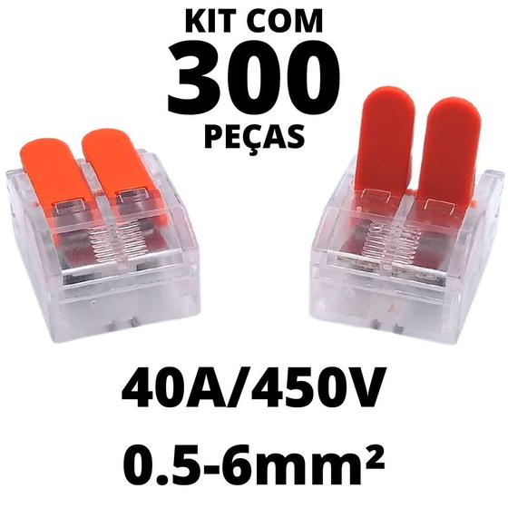 Imagem de 300un Conector Emenda Derivação Para Iluminação e Chuveiro 2 vias 6mm 40A/450V