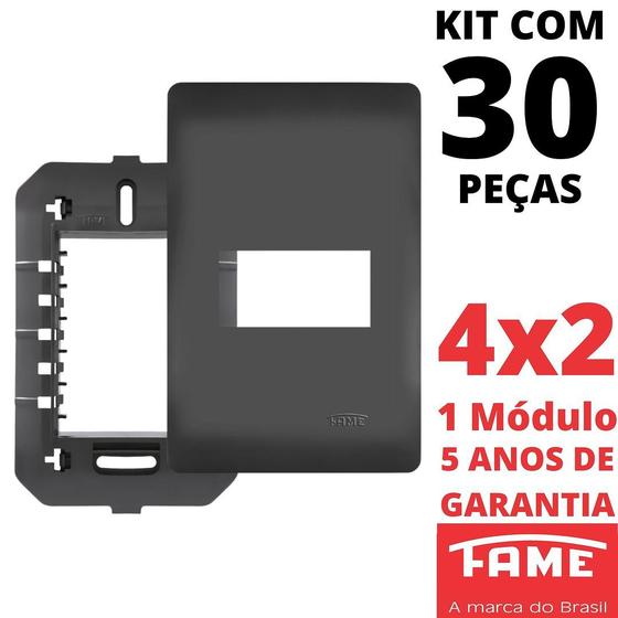 Imagem de 30un Placa 4X2 01 Módulo Com Suporte Habitat Black FAME