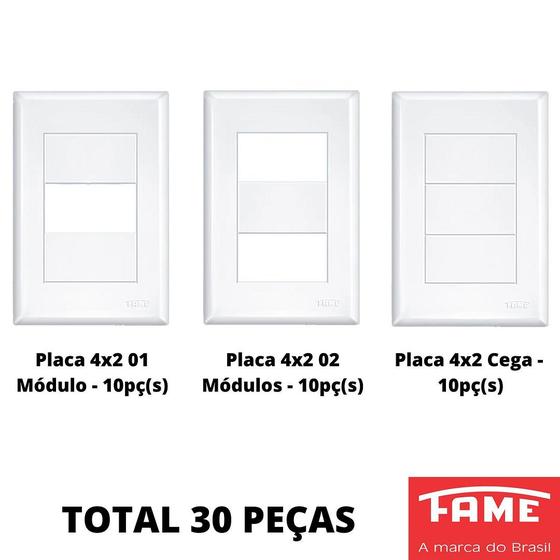 Imagem de 30un Placa 4x2 Cega 01 02 Modulos Com Suporte Evidence FAME
