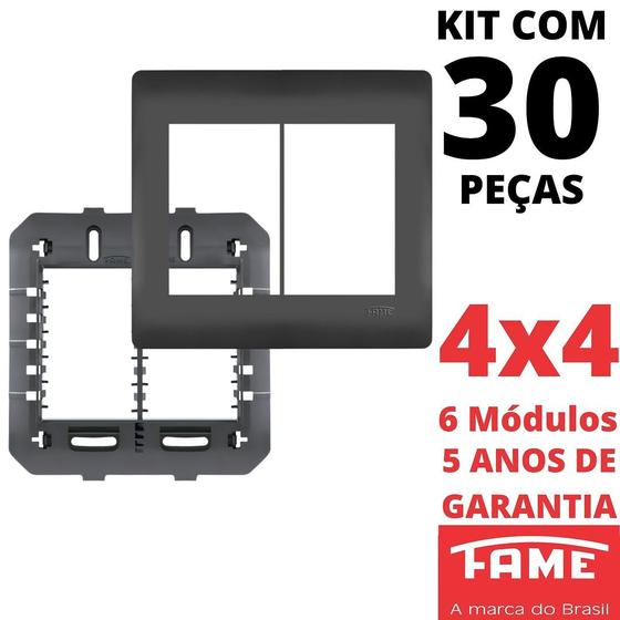 Imagem de 30un Placa 4X4 06 Módulos Com Suporte Habitat Black FAME