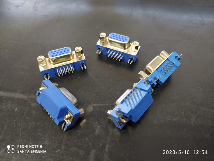 Imagem de 30x Conector Db15 Vga Femea 90 Pci Curto Com Retenção