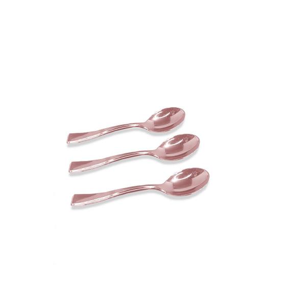 Imagem de 32 Colheres Rose Sobremesa Silver Plastic Linha Premium Rose