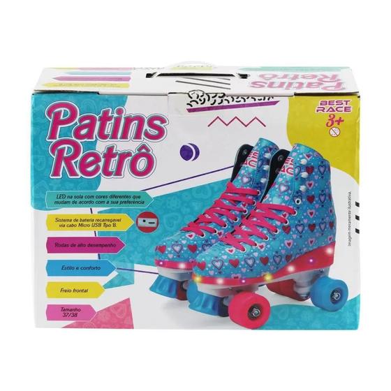 Imagem de 33 Azul Patins Retro 4 Rodas Com Led - BBR TOYS R2949