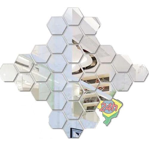 Imagem de 36x Adesivos Espelhado D Parede Acrilico Hexagono Decorativo