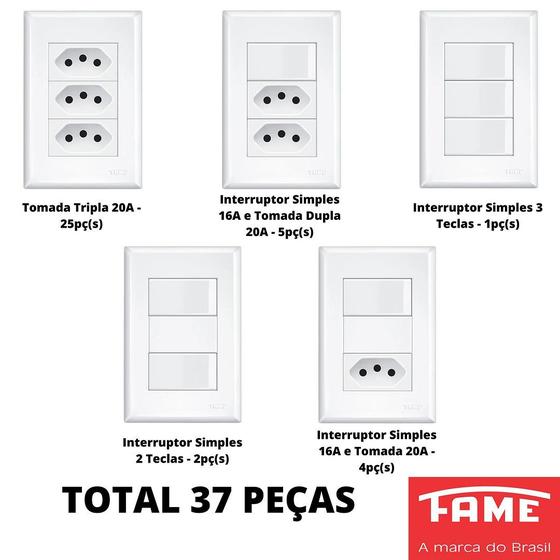 Imagem de 37un Tomadas Interruptores Com Placa 4x2 Evidence FAME K154