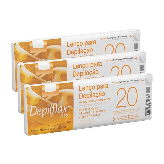 Imagem de 3cx Lenço para Depilação 20 unidades Depilflax 7x23cm