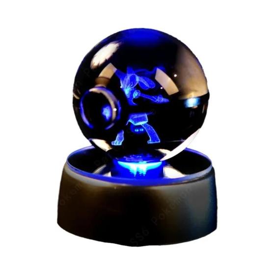 Imagem de 3D Pikachu Gengar Mew Mewtwo Pokémon Crystal Ball Base Da Lâmpada Pokeball Night Light Presente De