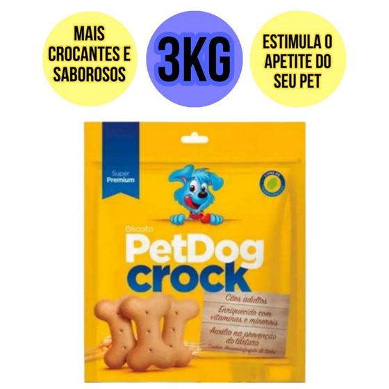 Imagem de 3Kg Biscoito Para Caes Petisco Pet Dog Crock Raças Grandes e Medias