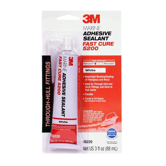 Imagem de 3M Selante adesivo marinho Cura rápida 5200 (05220) Ligação permanente e vedação para barcos e trailers acima e abaixo do reparo impermeável waterline, branco, 3 fl oz tubo