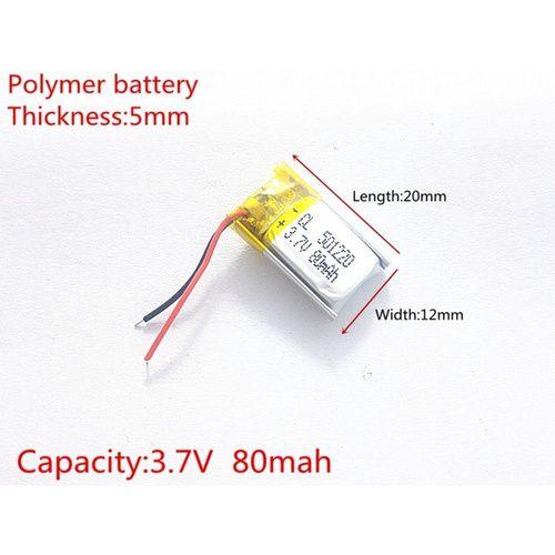 Imagem de (3pcs)bateria 80 Mah 3,7v  2 Fios 5mmx 12mm X 20mm 501220 -