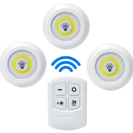 Imagem de 3PCS Luminária Kit3 Lâmpada Led Spot Sem Fio Controle Remoto