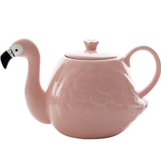 Imagem de 3PCS Pink Flamingo Girl Water Cup Teapot Set With Handle Home Mark Cup Teaware Drinking Set Jarros