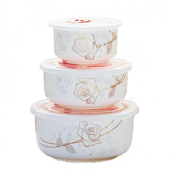 Imagem de 3PCS/Set, Fine Bone China Bowl Set Containers, Para Jantar e Cozinhar, Micro-ondas Salvar