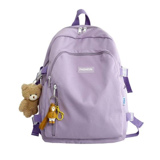 Imagem de 3pcs Versão coreana Simples Mochila de Cor Sólida, Harajuku