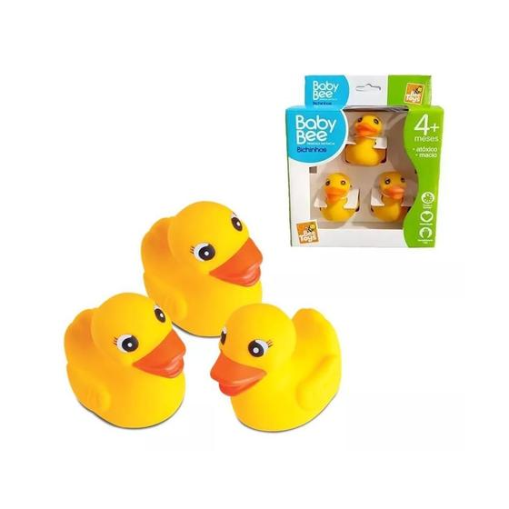 Imagem de 3Un Brinquedo Patos de Borracha Amarelo P/ banho - Baby Bee